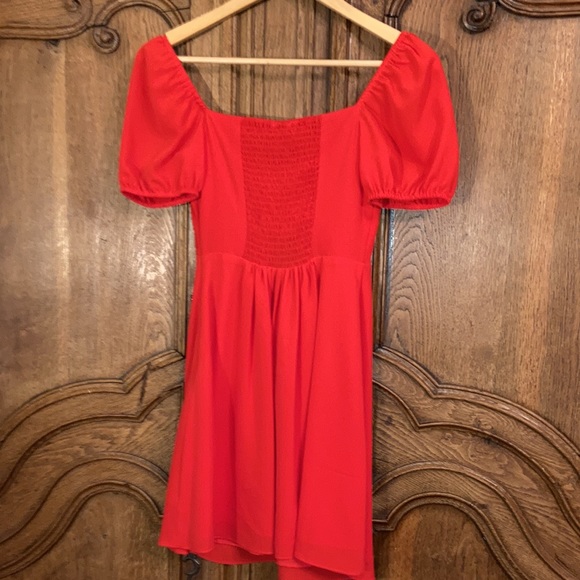 Gianni Bini Ivy Tie Front Puff Sleeve Red Mini Dress NEW - Picture 9 of 14
